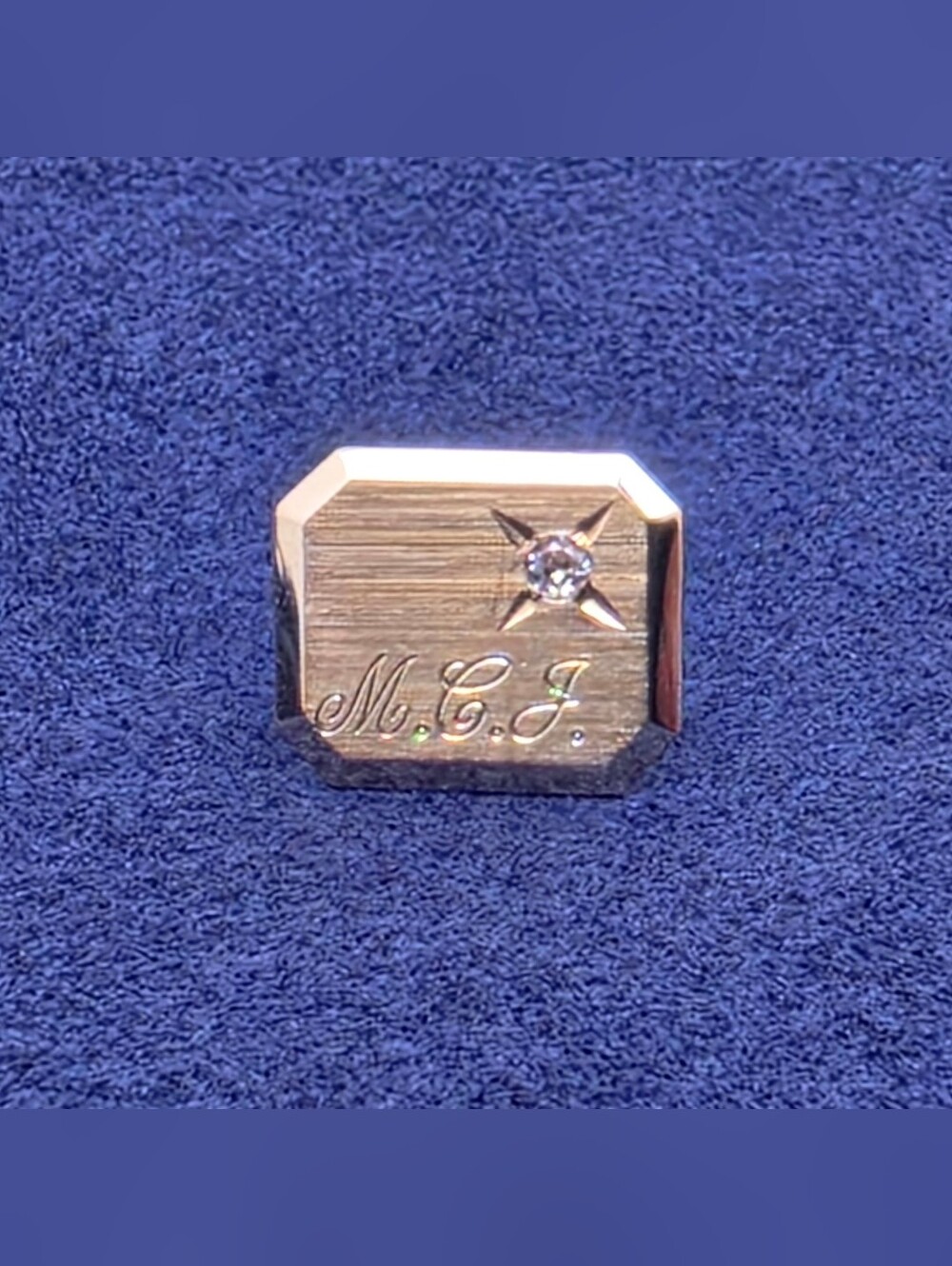 Vintage Holland's Jewelry 14k Yellow Gold Diamond Starburst Tie Tack Shirt Stud